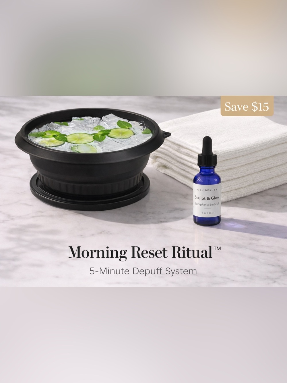 Morning Reset Ritual™ – Ice Face Bowl, Lymphatic Oil & Spa Towels Depuffing Set